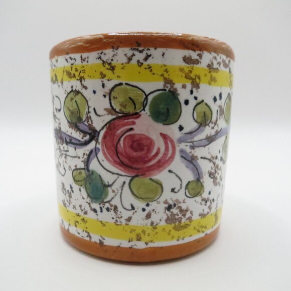 Demitasse Set F.I.C. Deruta Italy Cups Tray Majolica Floral Terracotta Tin Glaze - Picture 10 of 16